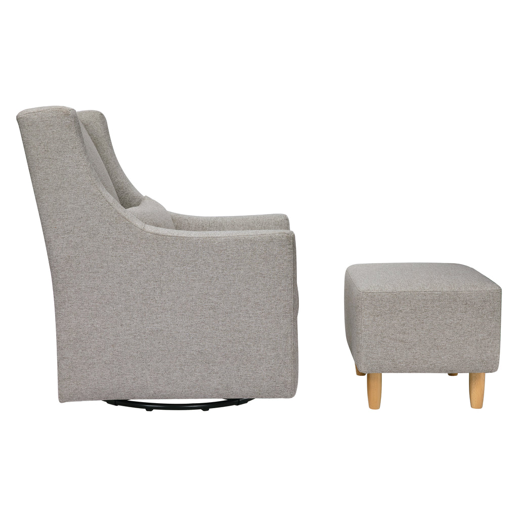 M11287PGEW,Babyletto,Toco Swivel Glider and Ottoman in Performance Grey Eco-Weave w/Natural Feet