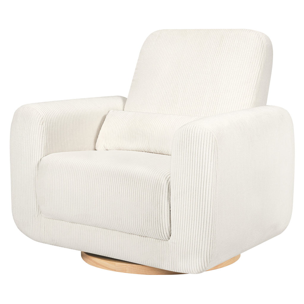 M10287YCLB,Tuba Glider in Ivory Corduroy with Light Wood Base
