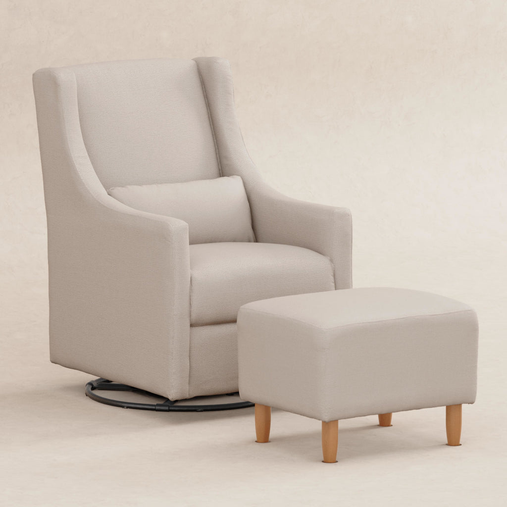 M11287PBEW,Babyletto,Toco Swivel Glider and Ottoman in Performance Beach Eco-Weave