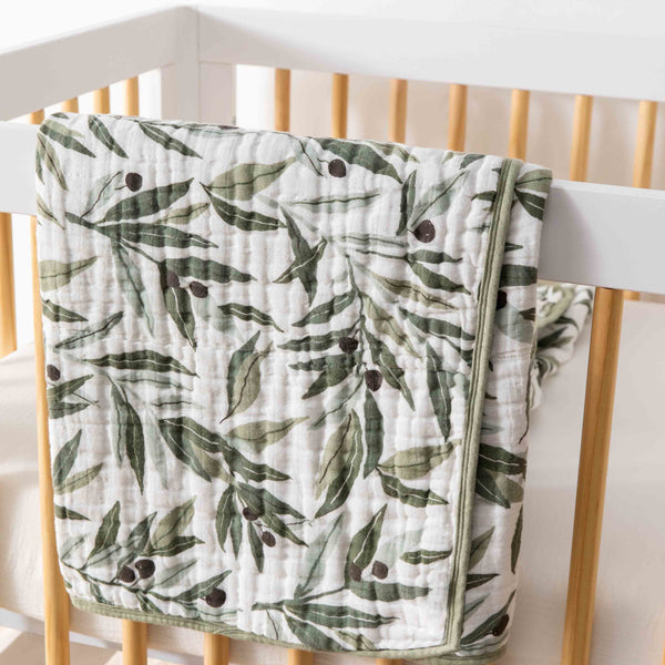 T28239,Babyletto,Olive Branches Muslin Quilt in GOTS Certified Organic Cotton