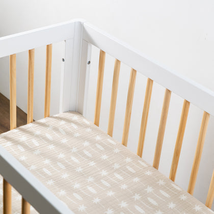 Mini Crib Sheet in GOTS Certified Organic Muslin Cotton