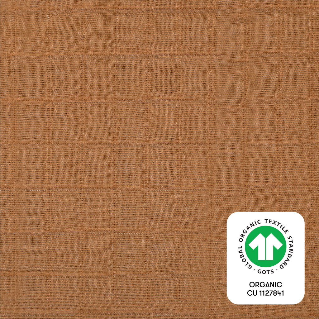 T29535BTS,Burnt Sienna Muslin Crib Sheet in GOTS Certified Organic Cotton