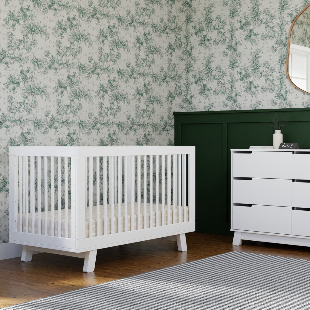 M4201W,Babyletto,Hudson 3-in-1 Convertible Crib w/Toddler Bed Conversion Kit in White Finish