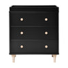 M9023BNX,Babyletto,Lolly 3-Drawer Changer Dresser w/Removable Changing Tray in Black/Washed Natural