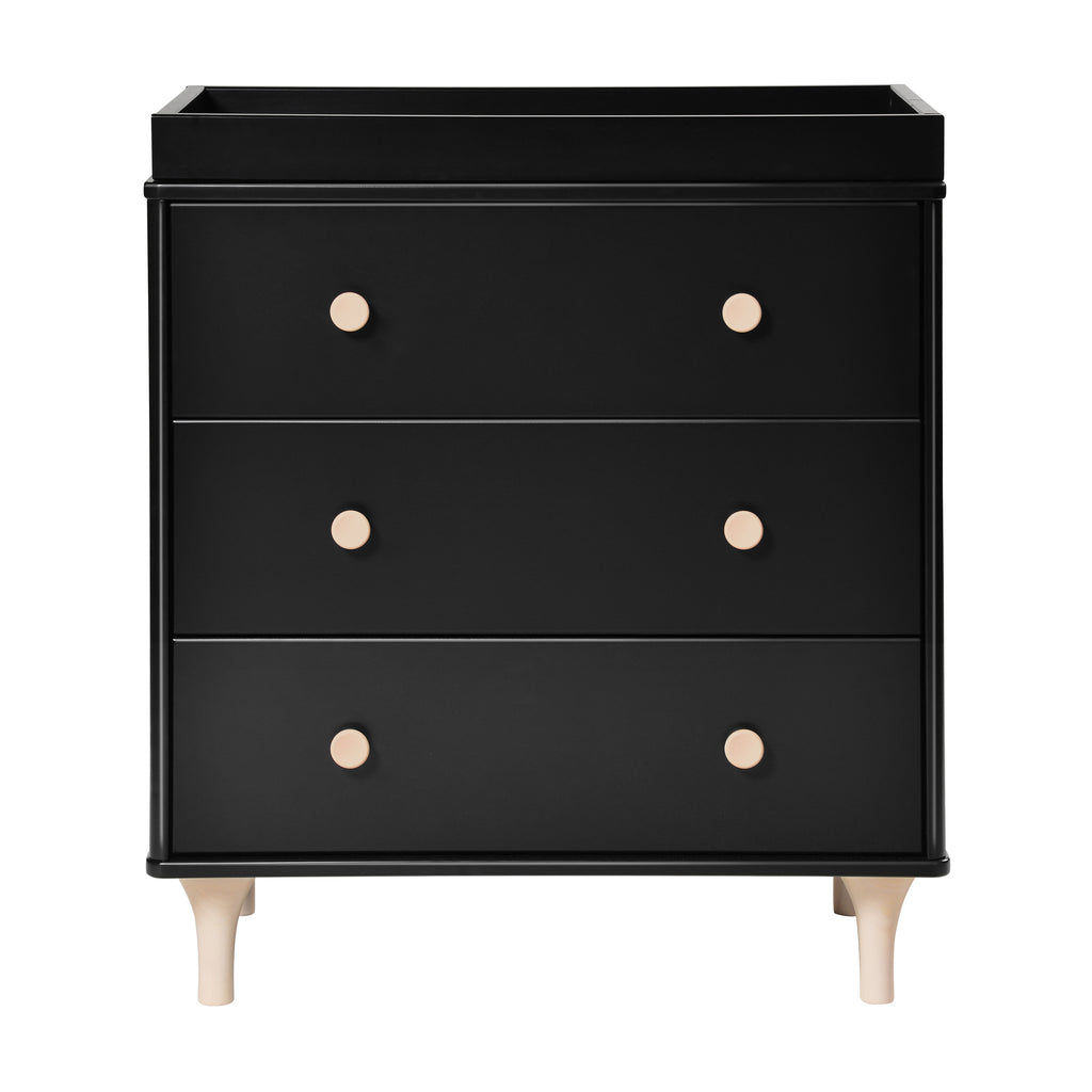 M9023BNX,Babyletto,Lolly 3-Drawer Changer Dresser w/Removable Changing Tray in Black/Washed Natural