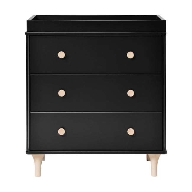 M9023BNX,Babyletto,Lolly 3-Drawer Changer Dresser w/Removable Changing Tray in Black/Washed Natural