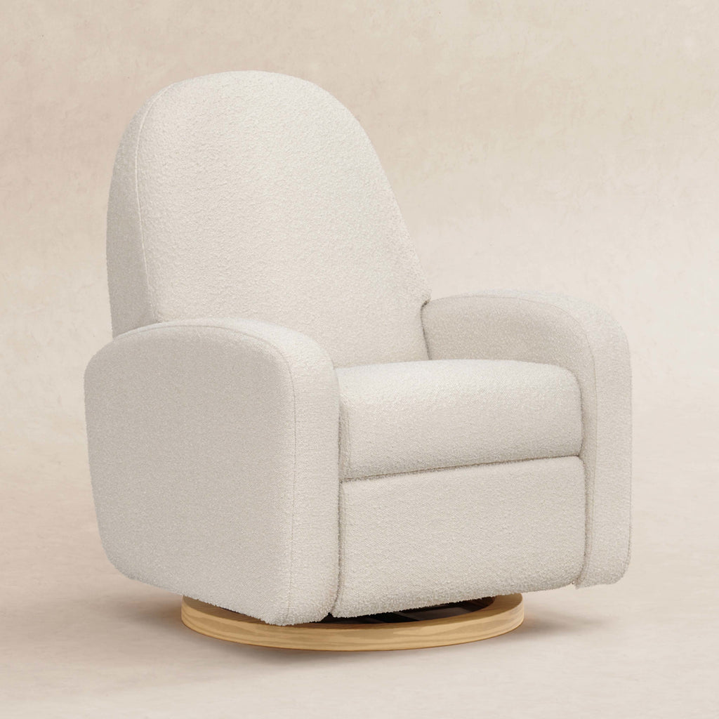 M23188WBLB,Babyletto,Nami Glider Recliner w/ Electronic Control and USB in Ivory Boucle w/Light Wood Base