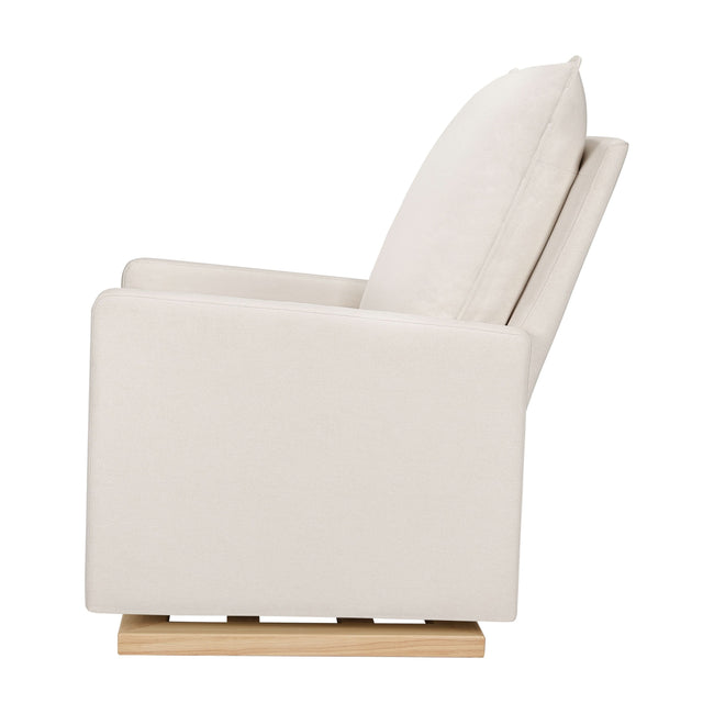 M20984PCMEWLB,Babyletto,Cali Pillowback Chair and a Half Glider in Performance Cream Eco-Weave w/ Light Wood Base
