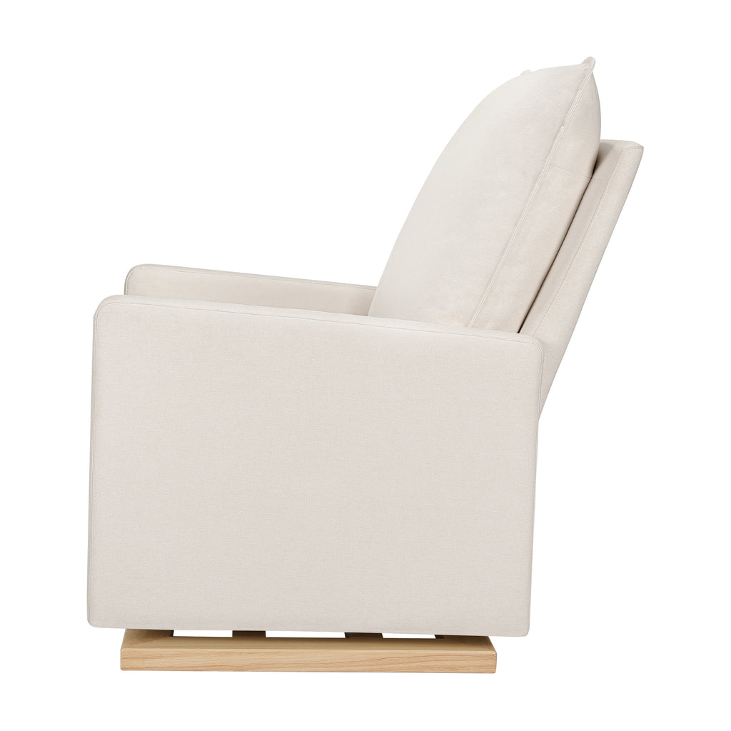 M20984PCMEWLB,Cali Pillowback Chair and a Half Glider in Performance Cream Eco-Weave w/ Light Wood Base