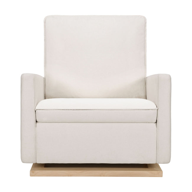 M20984PCMEWLB,Babyletto,Cali Pillowback Chair and a Half Glider in Performance Cream Eco-Weave w/ Light Wood Base