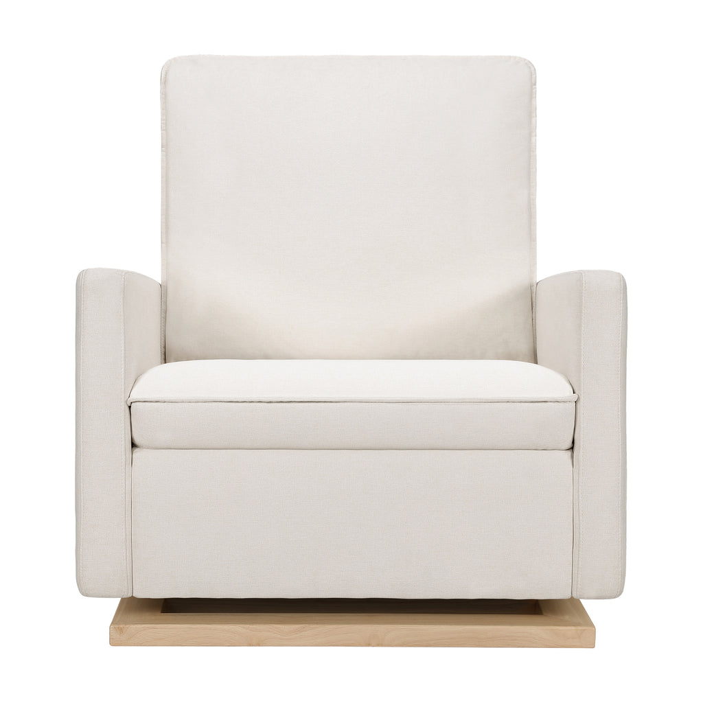 M20984PCMEWLB,Cali Pillowback Chair and a Half Glider in Performance Cream Eco-Weave w/ Light Wood Base