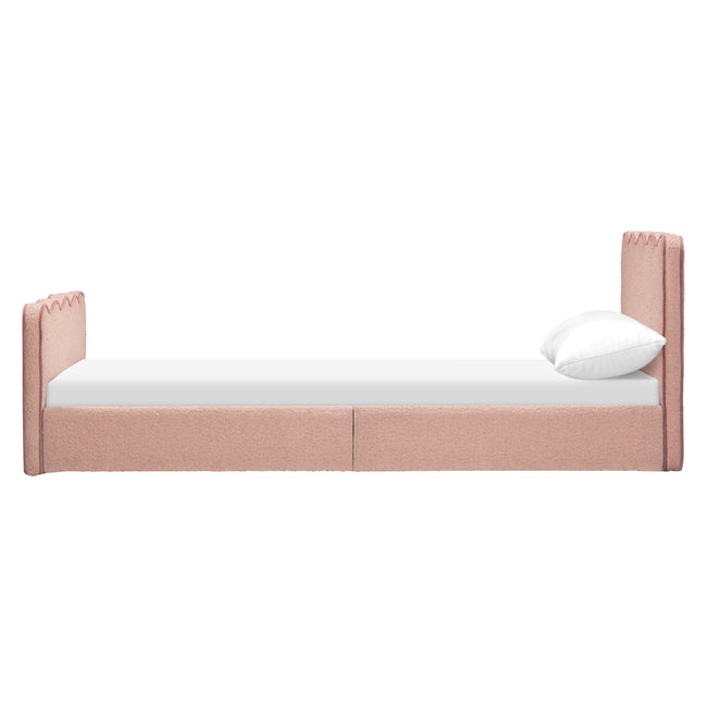 M31369PRSBRY,Babyletto Kids,Rizo Twin Bed in Performance Rose Boucle w/Raspberry Piping