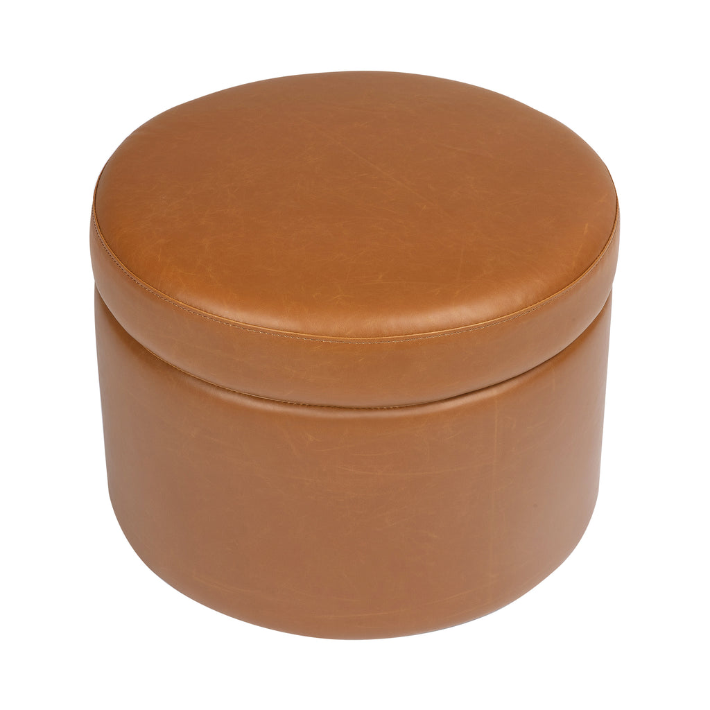 M22185TANB,Wally Storage Ottoman in Tan Vegan Leather