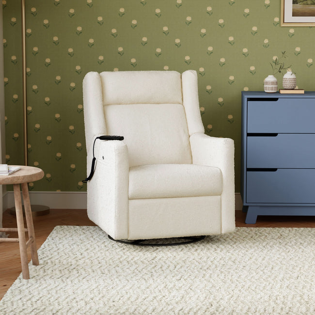 M11283PWB,Babyletto,Kiwi Deluxe Power Glider Recliner w/Heat&Massage in Performance Ivory Boucle