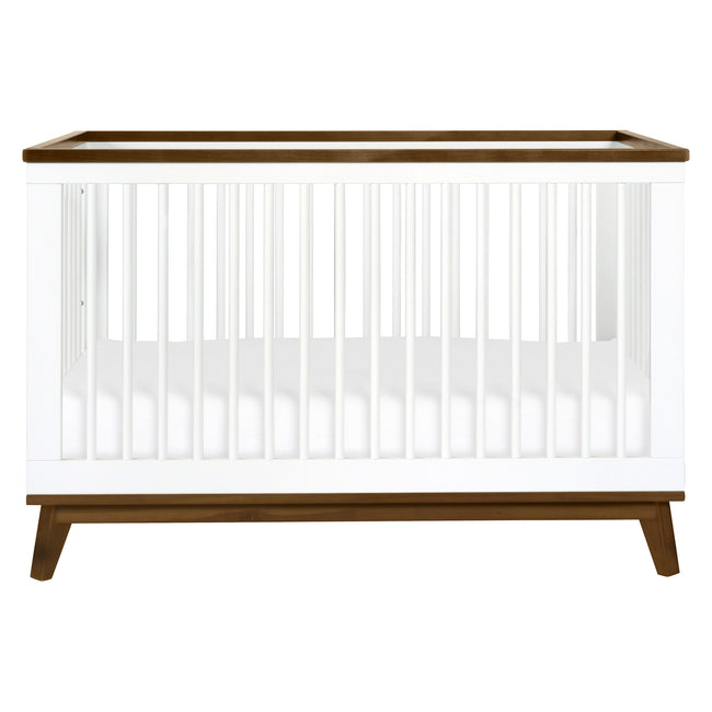 M5801WNL,Babyletto,Scoot 3-in-1 Convertible Crib w/ToddlerBed Conversion Kit in White/NaturalWalnut