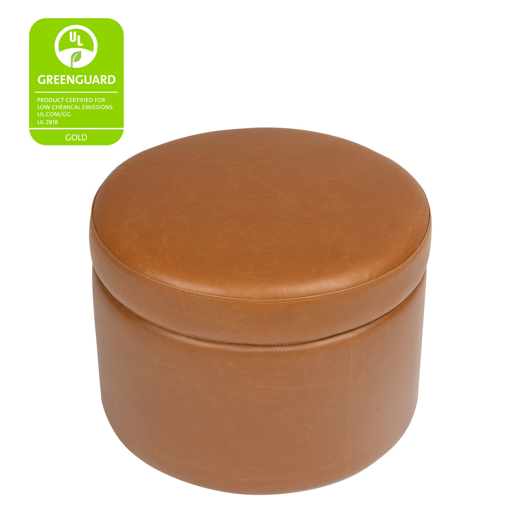 M22185TANB,Wally Storage Ottoman in Tan Vegan Leather