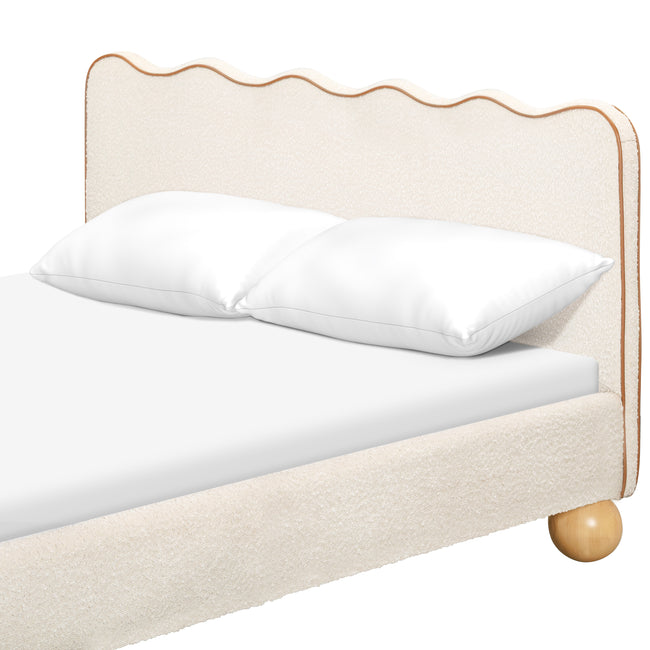 M31396PWBTAN,Babyletto Kids,Rizo Full Bed in Performance Ivory Boucle w/ VTan Leather Piping