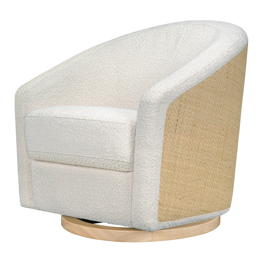 M5887WBCL,Babyletto,Madison Swivel Glider in Ivory Boucle and Cane w/Light Wood Base