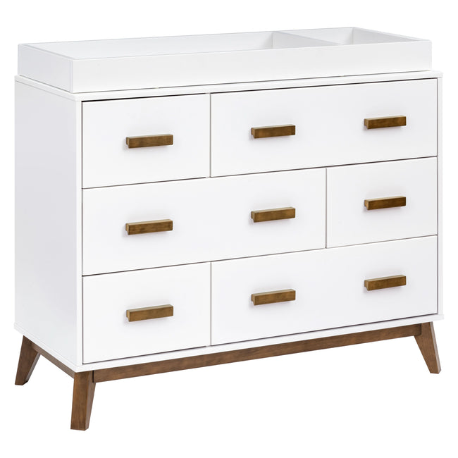 M5826WNL,Babyletto,Scoot 6-Drawer Dresser in White/Natural Walnut