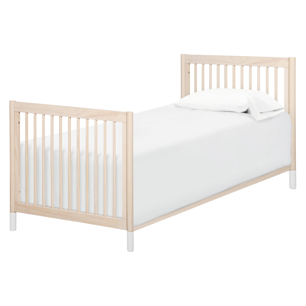 M12998NXW,Gelato 4-in-1 Convertible Mini Crib and Twin bed in Washed Natural Finish w/White Feet