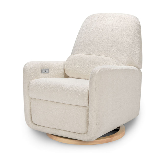 M23688WB,Ubabub,Arc Glider Recliner w/ Electronic Control and USB in Ivory Boucle w/ Light Wood Base