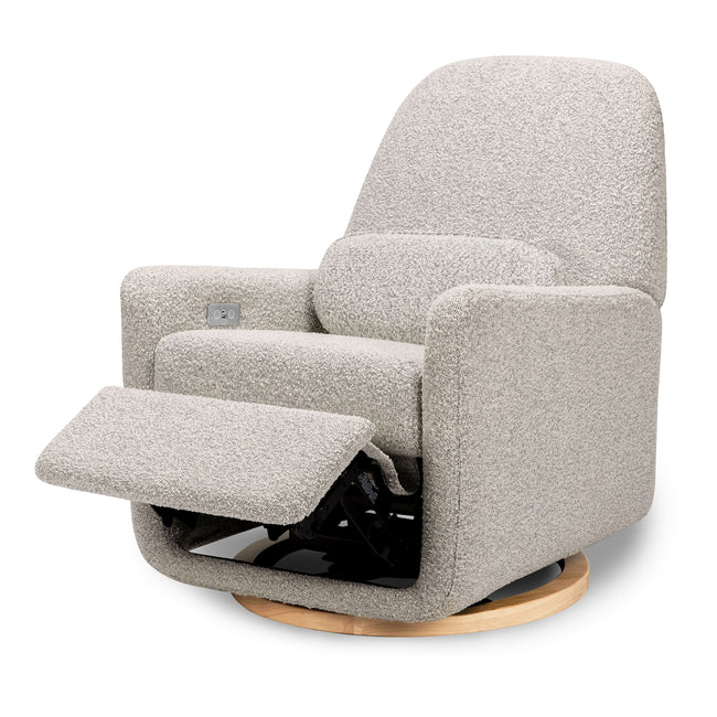 M23688BWB,Ubabub,Arc Glider Recliner w/ Electronic Control and USB in Black White Boucle w/ Light Wood Base