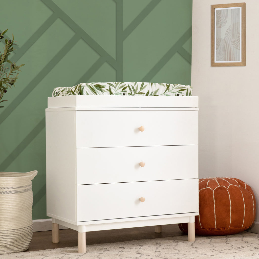 M12923WNX,Gelato 3-Drawer Changer Dresser  Washed Natural Ft w/Removable Changing Tray in White