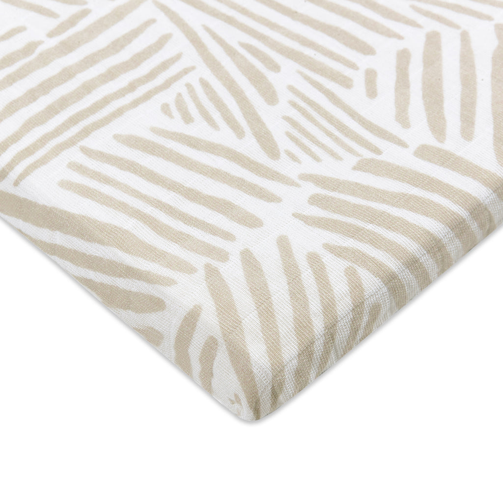 T29234,Oat Stripe Muslin All-Stages Bassinet Sheet in GOTS Certified Organic Cotton
