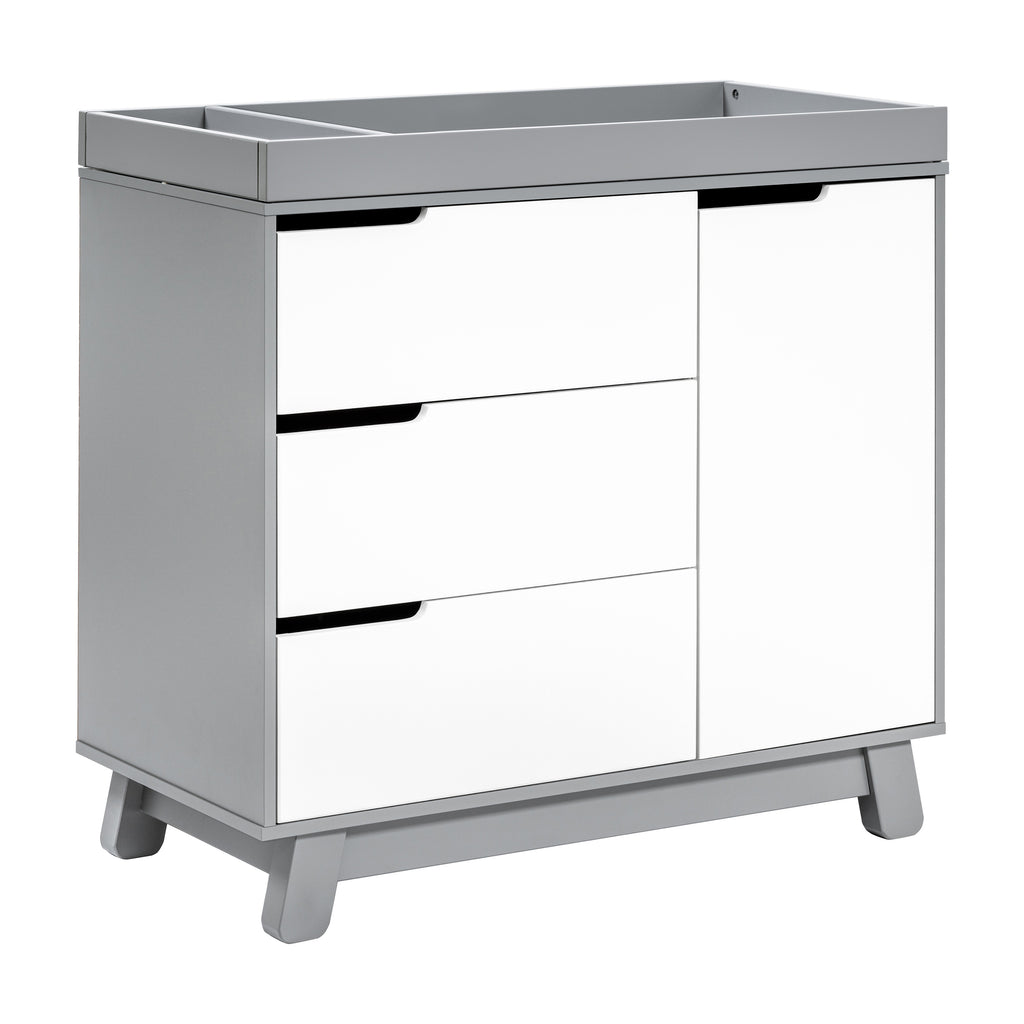 M4223GW,Hudson 3-Drawer Changer Dresser w/Removable Changing Tray in Grey/White