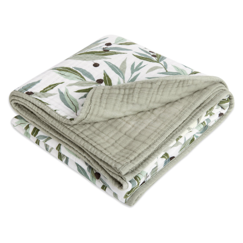 T28239,Olive Branches Muslin Quilt in GOTS Certified Organic Cotton