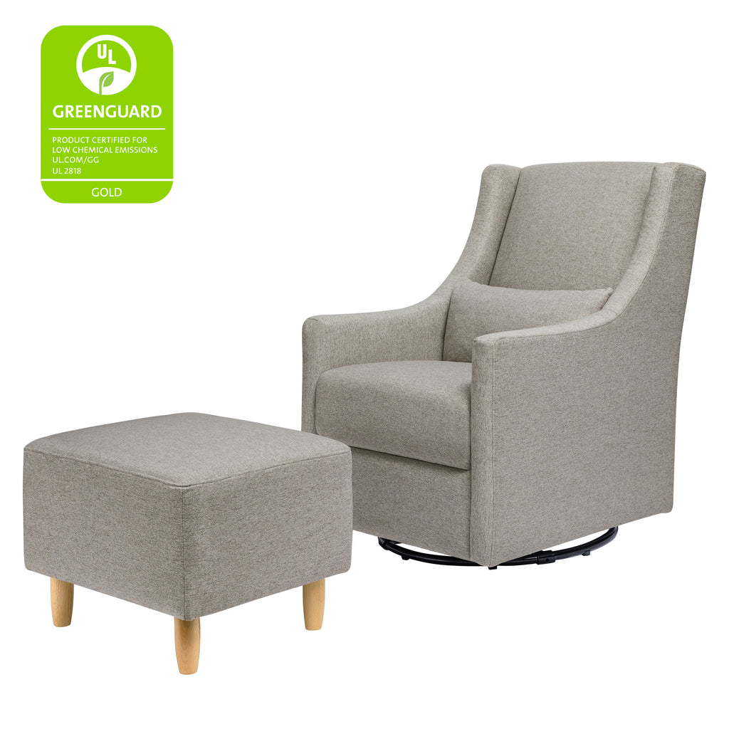 M11287PGEW,Toco Swivel Glider and Ottoman in Performance Grey Eco-Weave w/Natural Feet