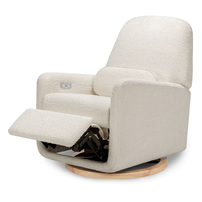M23688WB,Ubabub,Arc Glider Recliner w/ Electronic Control and USB in Ivory Boucle w/ Light Wood Base