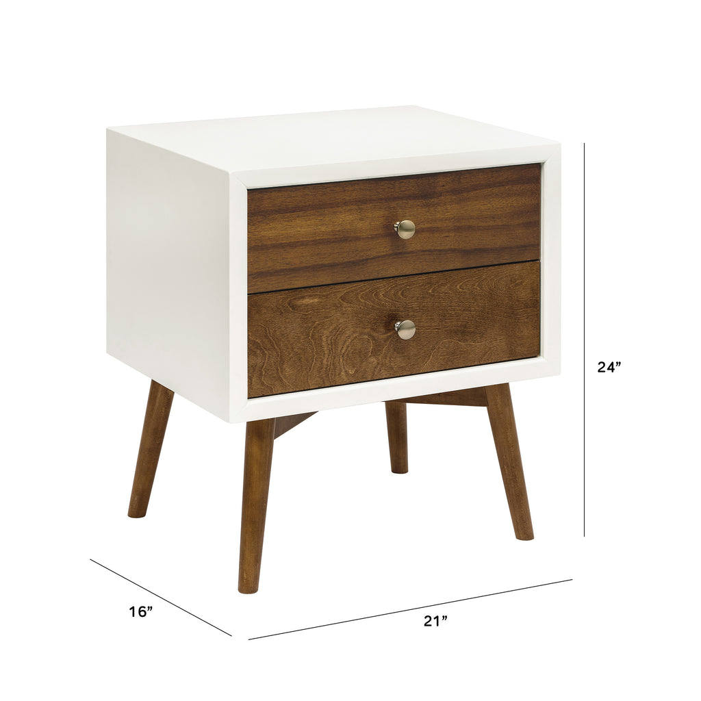 M15960RWNL,Palma Nightstand with USB Port  Assembled in Warm White/Natural Walnut