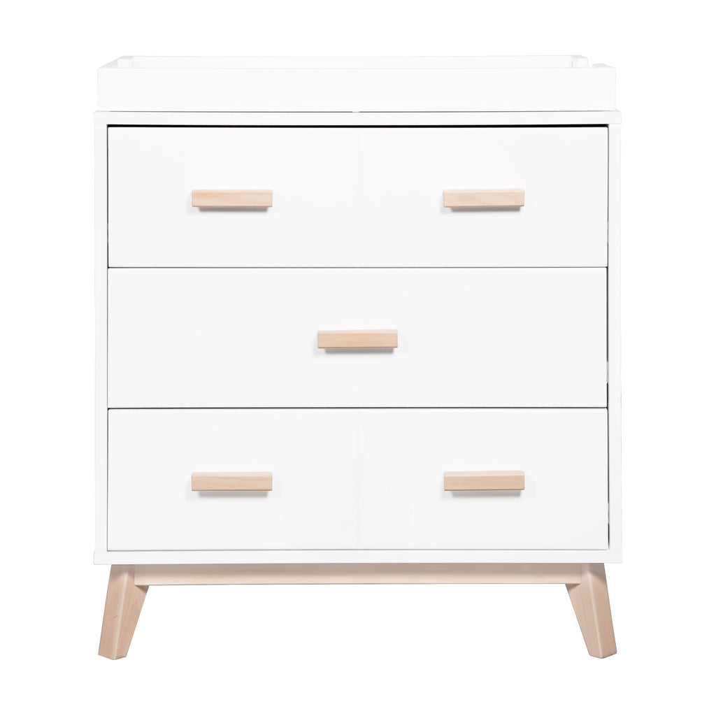 M5823WNX,Scoot 3-Drawer Changer Dresser in White/Washed Natural Finish