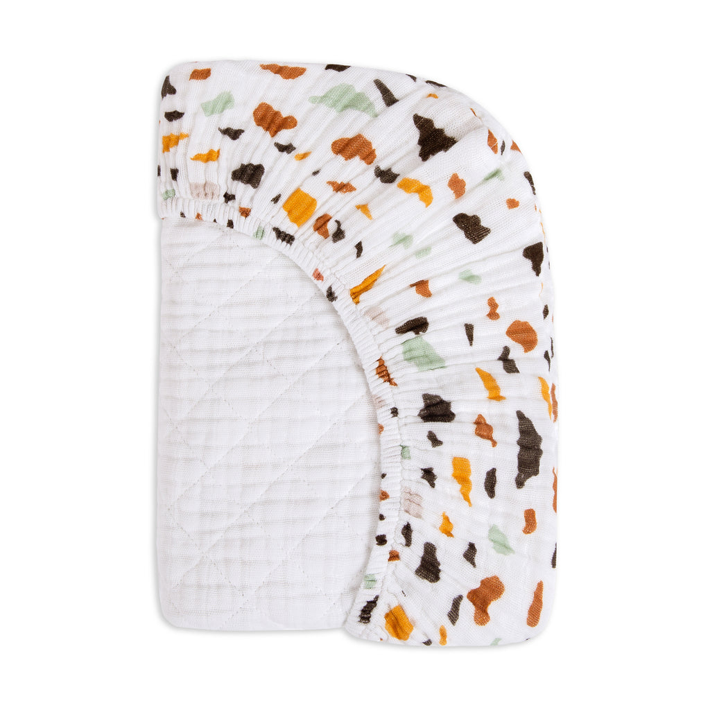 T29137,Terrazzo Quilted Muslin Changing Pad Cover in GOTS Certified Organic Cotton