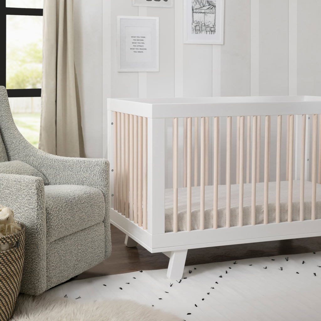 M4201WNX,Hudson 3-in-1 Convertible Crib w/ToddlerBedConversionKit in White/Washed Natural