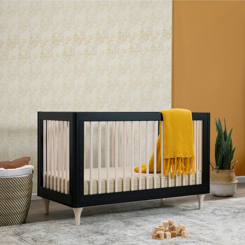 M9001BNX,Lolly 3-in-1 Convertible Crib w/Toddler Bed Conversion in Black/WashedNatural