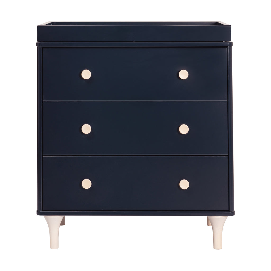 M9023VNX,Lolly 3-Drawer Changer Dresser w/Removable Changing Tray in Navy/Washed Natural