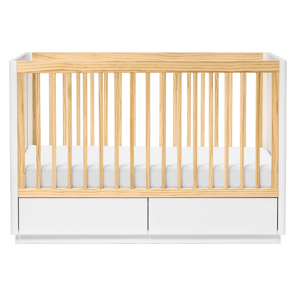 M21601WN,Bento 3-in-1 Convertible Storage Crib w/Toddler Bed Conversion Kit in White/Natural