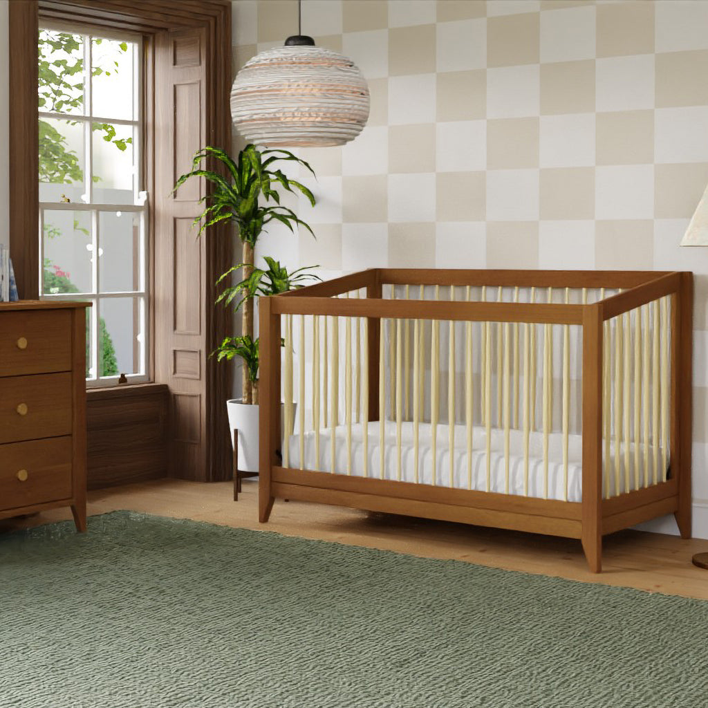 M10301CTN,Sprout 4-in-1 Convertible Crib w/Toddler Bed Conversion Kit in Chestnut&Natural
