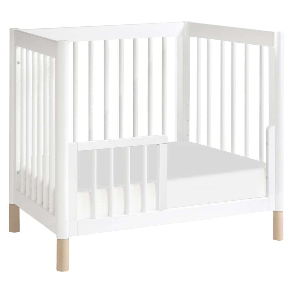 M12998WNX,Gelato 4-in-1 Convertible Mini Crib and Twin bed in White Finish w/Washed Natural Feet