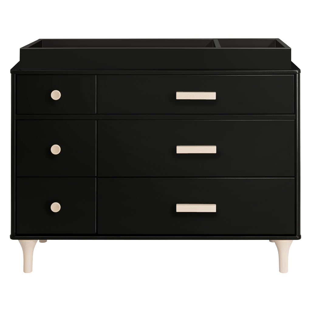 M9016BNX,Lolly 6-Drawer Double Dresser  Assembled in Black/Washed natural
