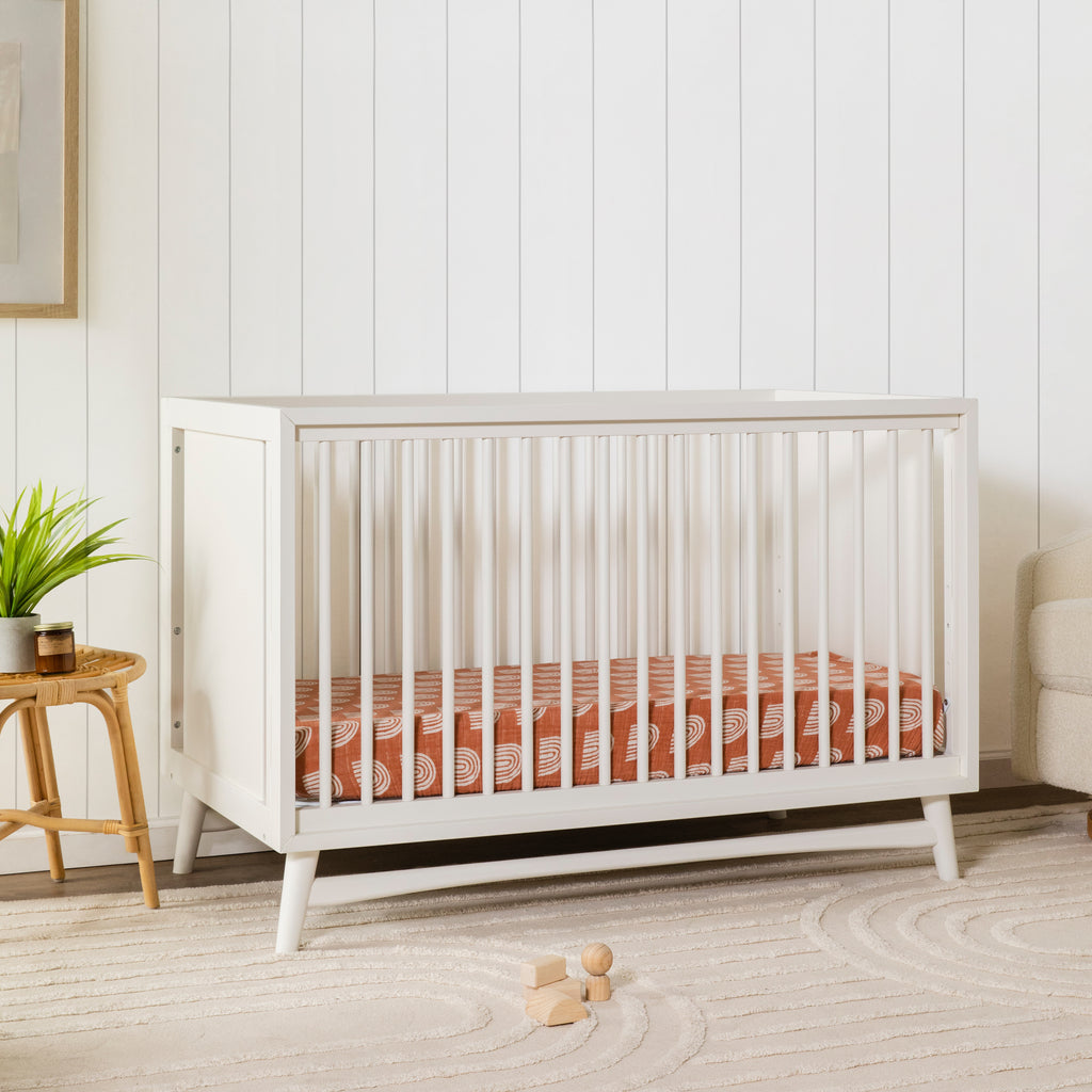M15401RW,Peggy Mid-Century 3-in-1 Convertible Crib w/Toddler Bed Conversion Kit in Warm White