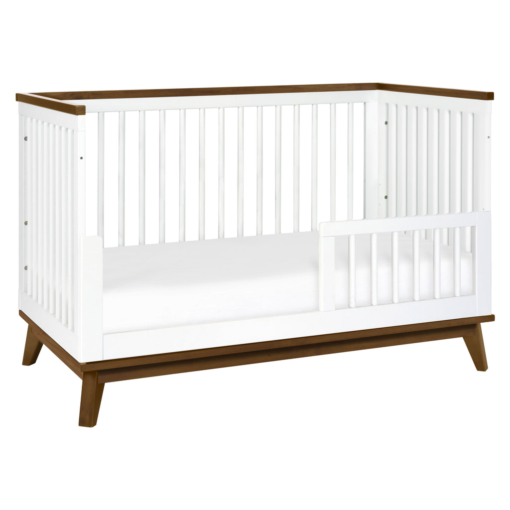 M5801WNL,Scoot 3-in-1 Convertible Crib w/ToddlerBed Conversion Kit in White/NaturalWalnut