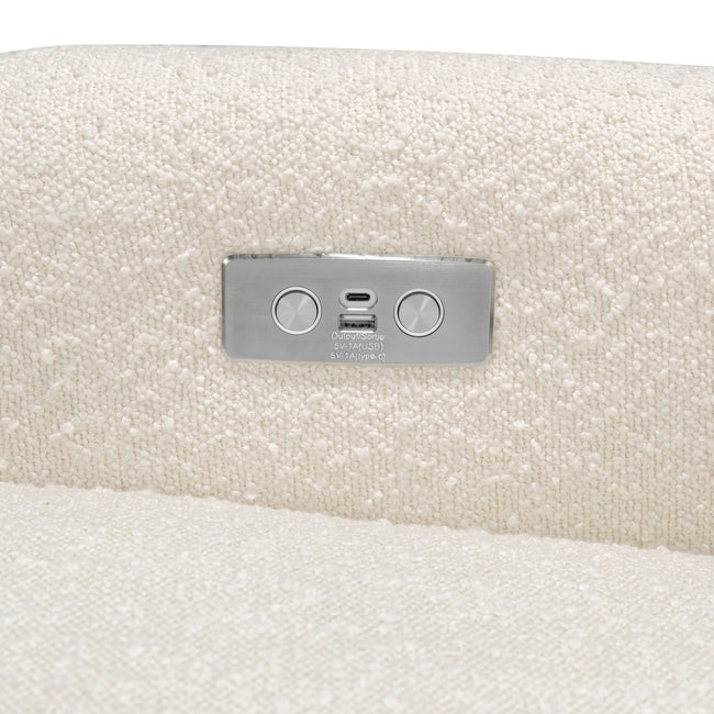 M23688WB,Ubabub,Arc Glider Recliner w/ Electronic Control and USB in Ivory Boucle w/ Light Wood Base