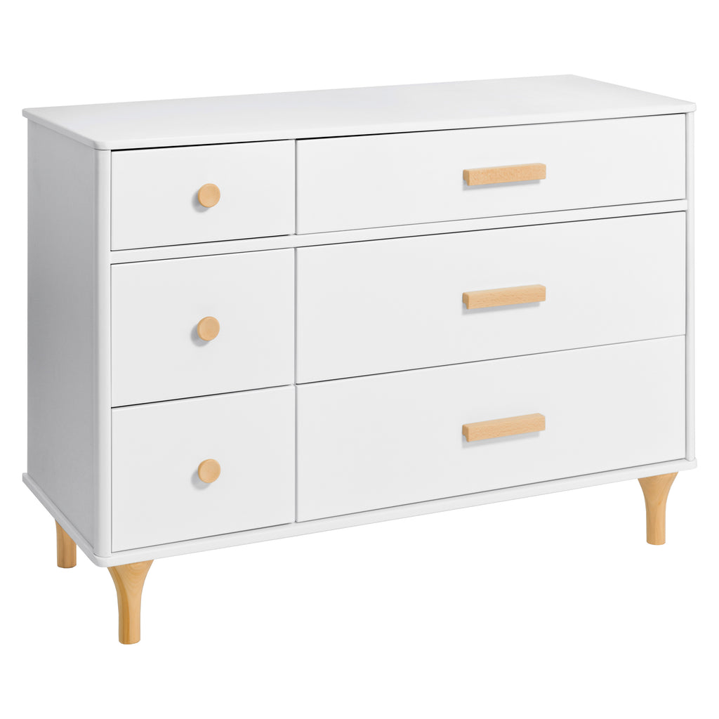 M9016WN,Lolly 6-Drawer Double Dresser  Assembled in White/Natural
