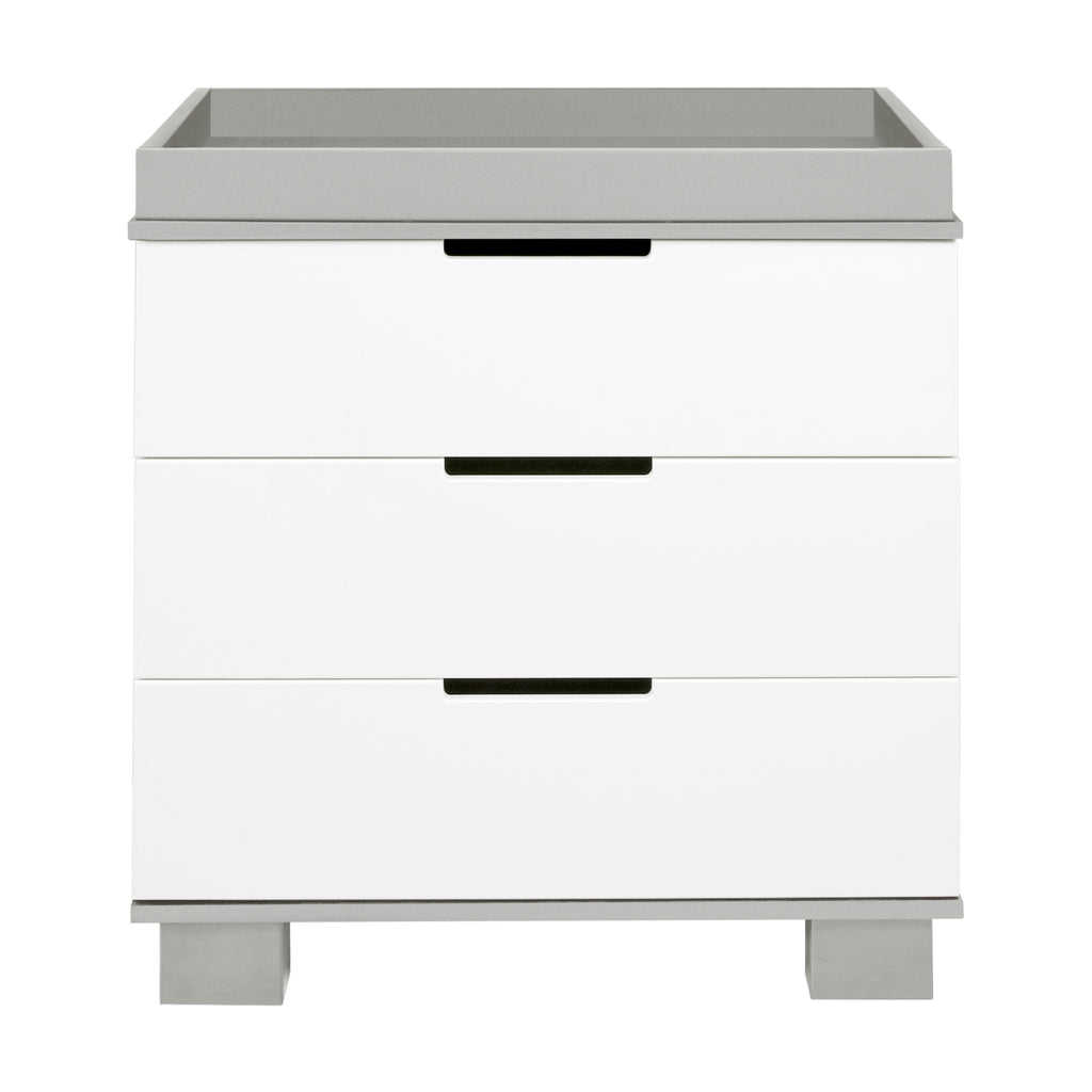 M6723GW,Modo 3-Drawer Changer Dresser w/Removable Changing Tray in Grey and White