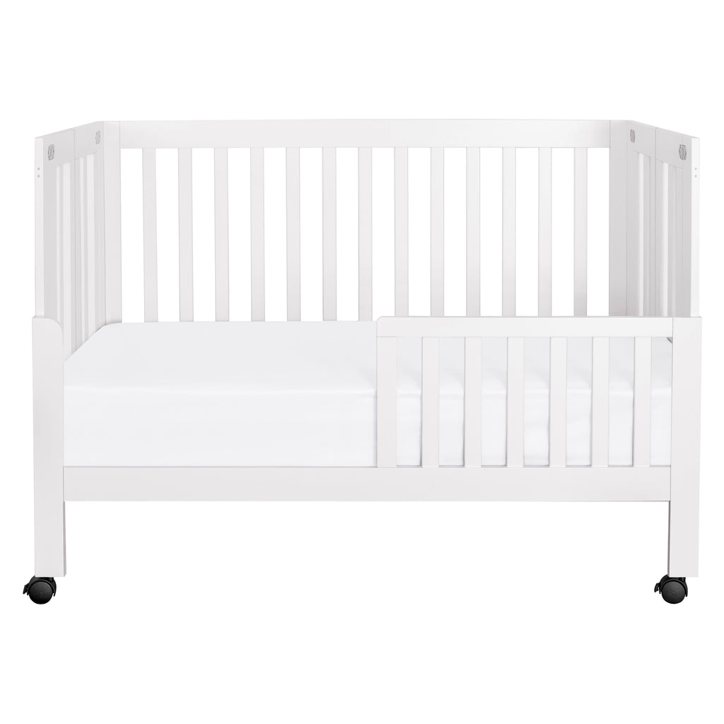 M6601W,Maki Full-Size Folding Crib w/Toddler Bed Conversion Kit in White Finish