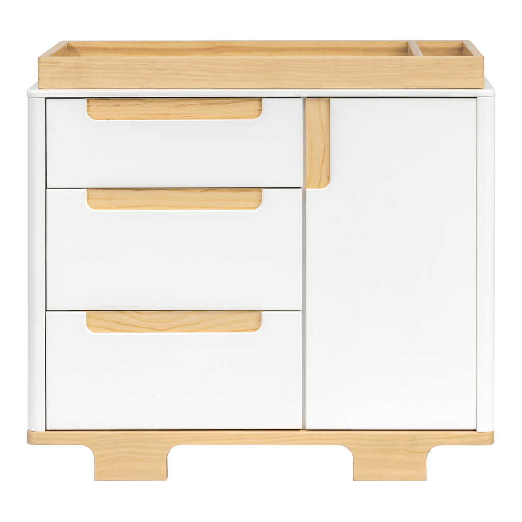 M23423WN,Yuzu 3-Drawer Changer Dresser in White/Natural