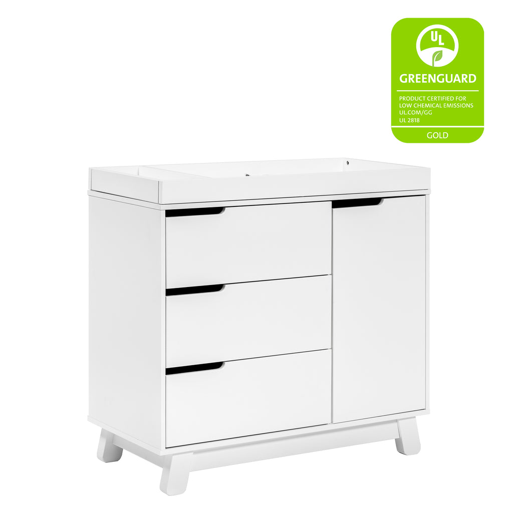 M4223W,Hudson 3-Drawer Changer Dresser w/Removable Changing Tray in White